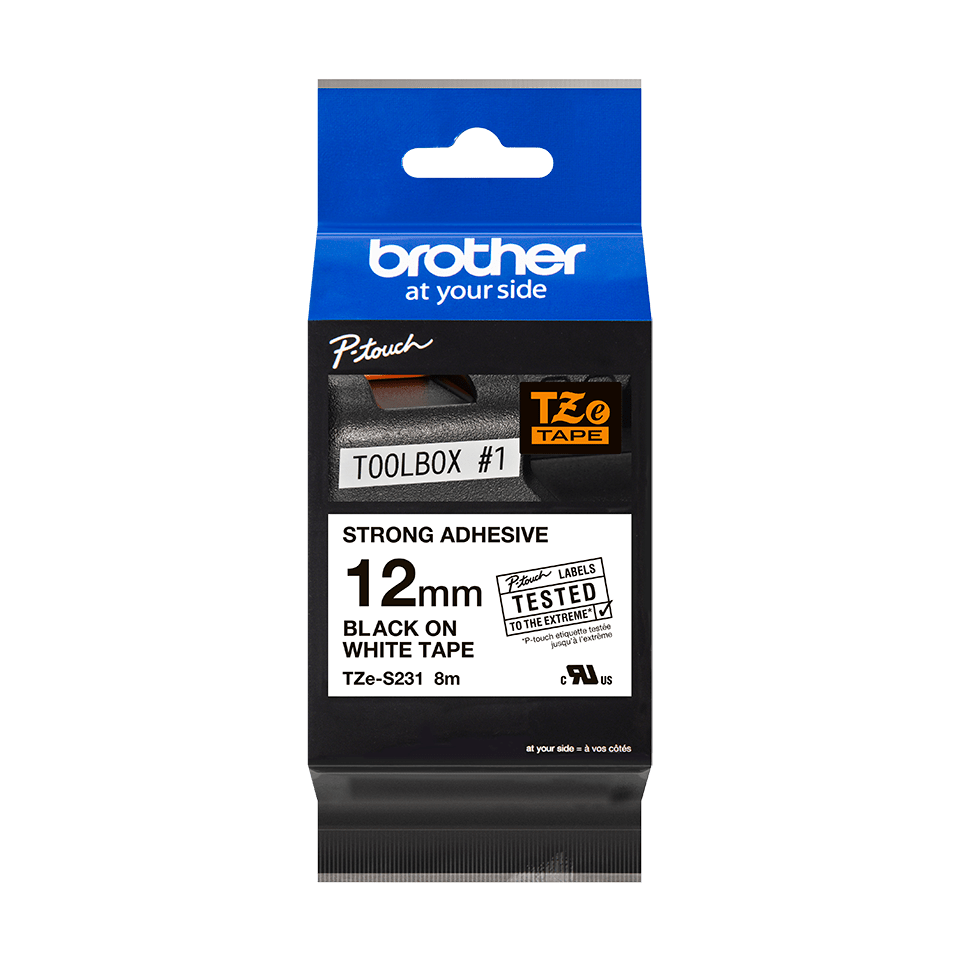 Genuine Brother TZe-S231 Labelling Tape Cassette – Black on White, 12mm wide 3